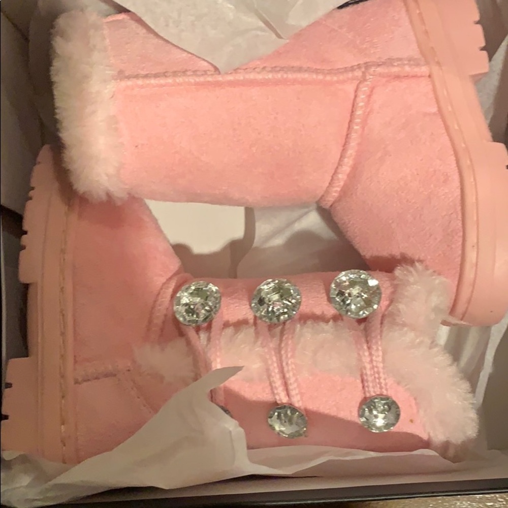 Bebe Toddler Girls Pink Rhinestone slip on boots - Picture 7 of 8